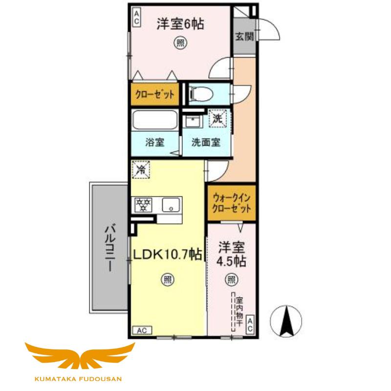 アンビシャス西熊本(2LDK/3階)の間取り写真