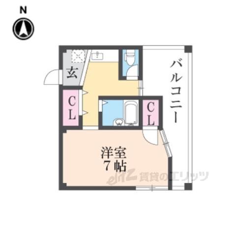 エスポワール亀岡(1K/3階)の間取り写真