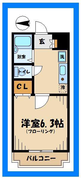 HGS府中イースト(1K/3階)の間取り写真