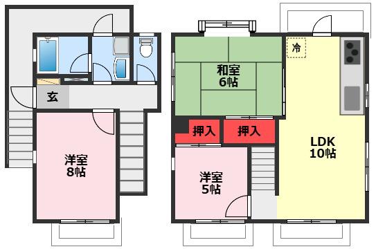 FM6三園ハウス(3LDK/2階)の間取り写真