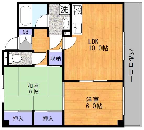 OWLET諸口(2LDK/2階)の間取り写真