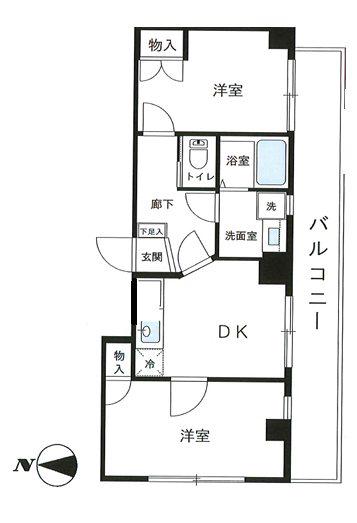 ぺリグリンアパートメント(2DK/2階)の間取り写真