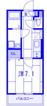 プランドール横浜(1K/2階)の間取り写真