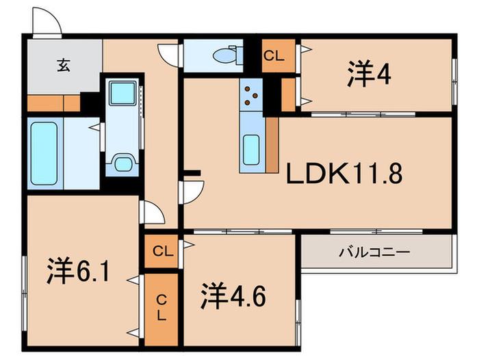 LAMAISON青木町I(3LDK/3階)の間取り写真