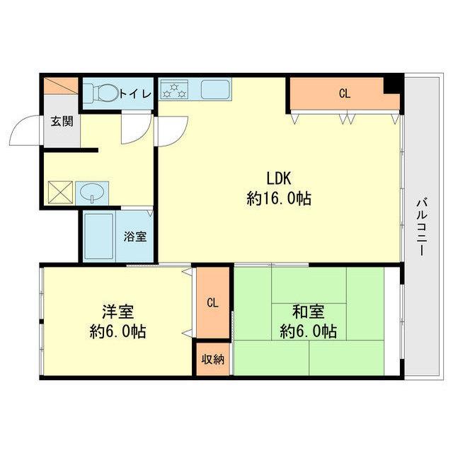 第3大西ビル(2LDK/4階)の間取り写真