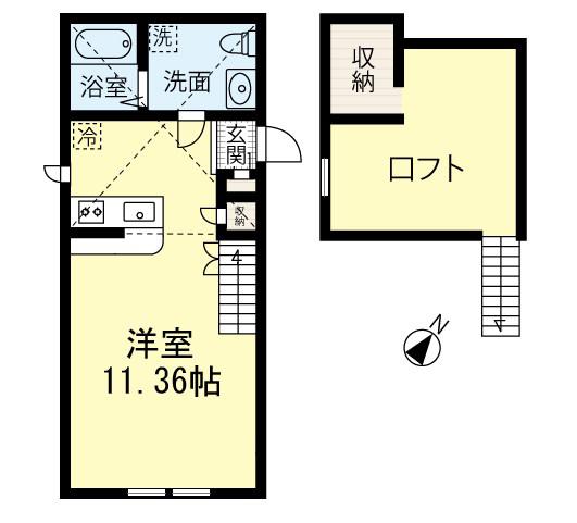 LEBENS GARDEN II(1K/2階)の間取り写真