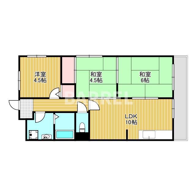 ハイツ清風(2LDK/3階)の間取り写真