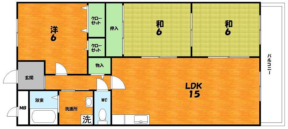 フォレ招提(3LDK/3階)の間取り写真
