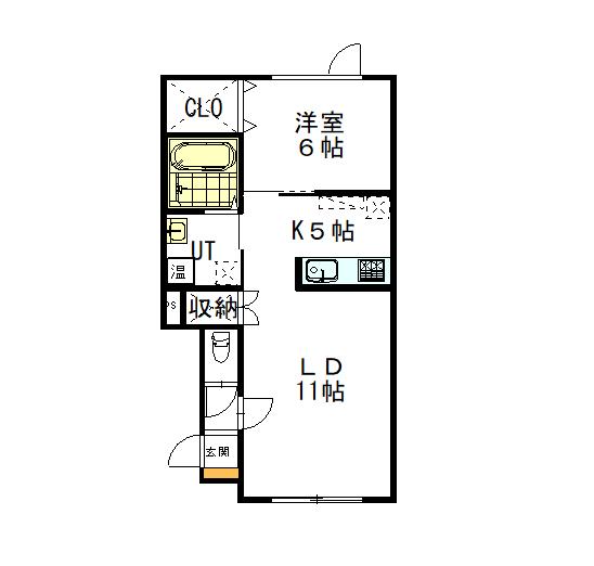 NEW WEALTH(1LDK/2階)の間取り写真