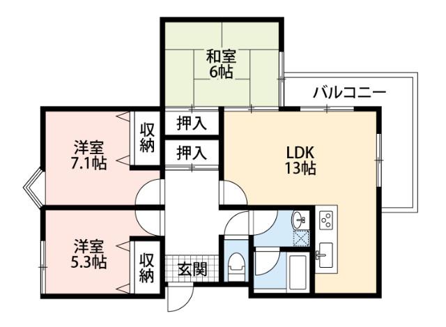 グレイスマンション(3LDK/4階)の間取り写真
