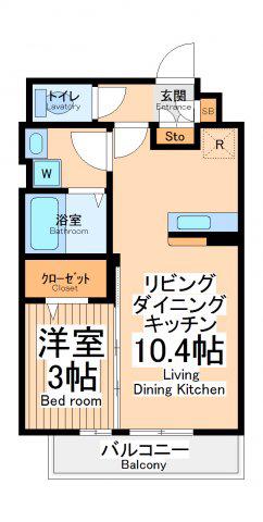 ディアコート幸町(1LDK/1階)の間取り写真