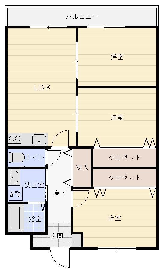 サンヒルズマンション(3LDK/3階)の間取り写真