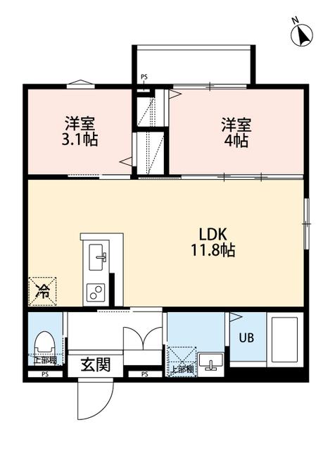 RELIER相模原(2LDK/3階)の間取り写真