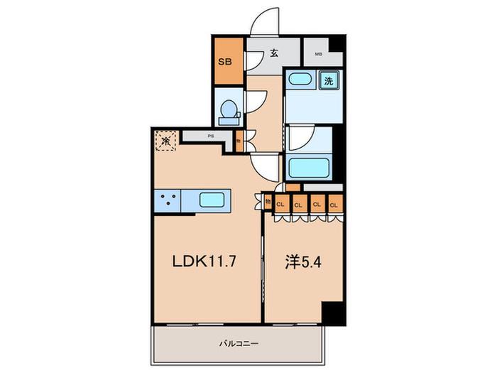スタイリオ三軒茶屋(1LDK/3階)の間取り写真