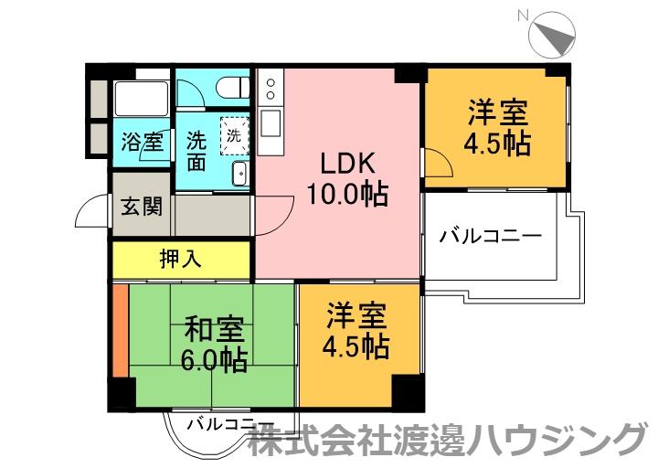 南千里ハイツ(3LDK/3階)の間取り写真
