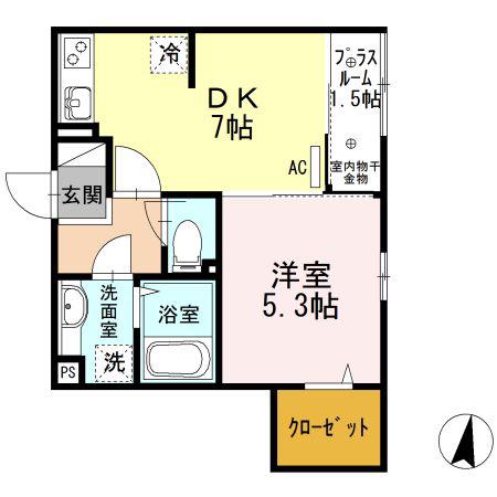 D-ROOM元町(1LDK/2階)の間取り写真