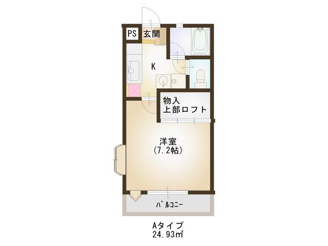 ハピネス銀杏町(1K/2階)の間取り写真