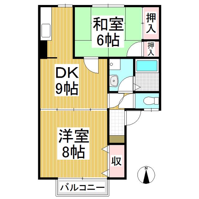 仁ハイツII(2LDK/1階)の間取り写真