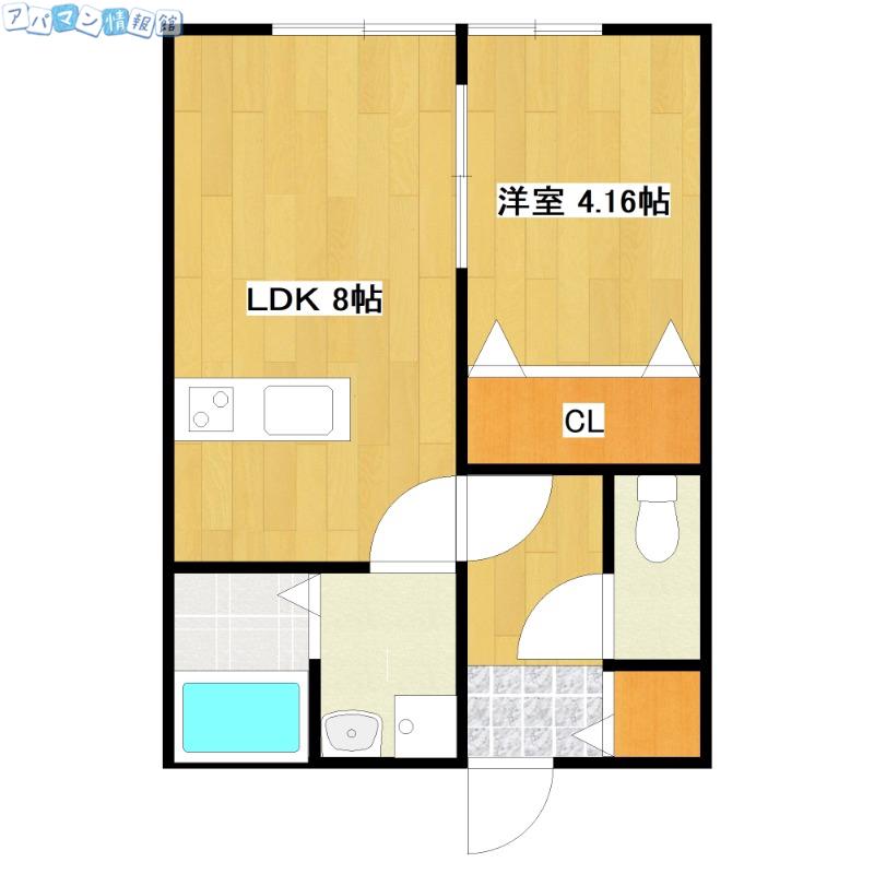 アマン浜浦(1LDK/3階)の間取り写真