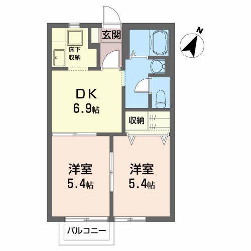 アンシャンテ豊田(2DK/1階)の間取り写真