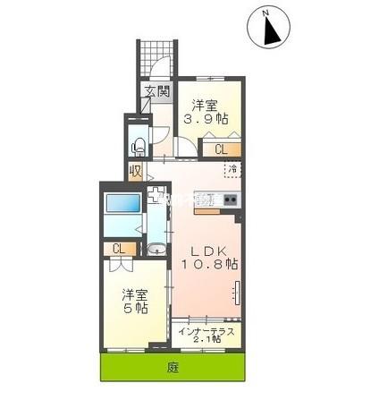 URBAN STAGEA春日I(2LDK/1階)の間取り写真