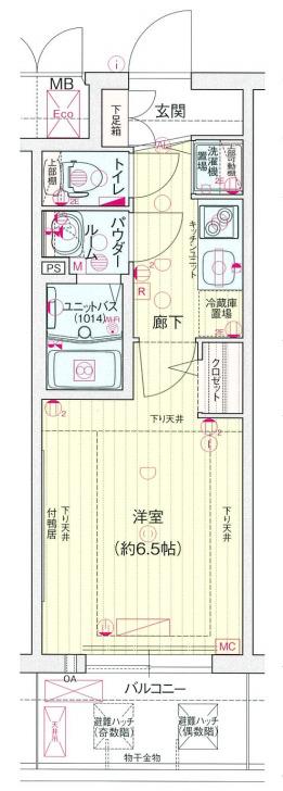 プレサンス梅田北オール(1K/4階)の間取り写真