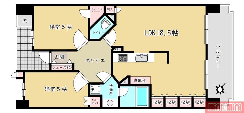 リバーガーデンこのはな(2LDK/20階)の間取り写真