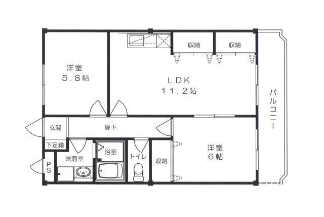 コンフォート22(2LDK/2階)の間取り写真