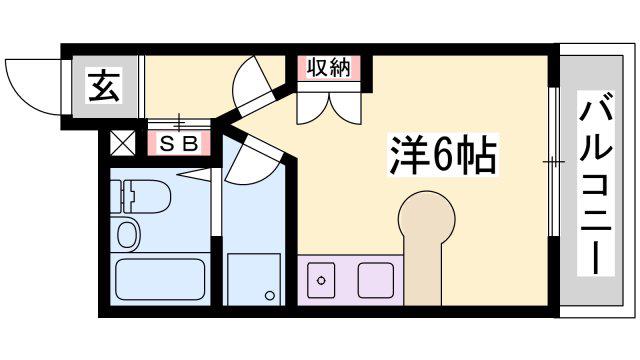 ハッピーコート栄町(ワンルーム/6階)の間取り写真