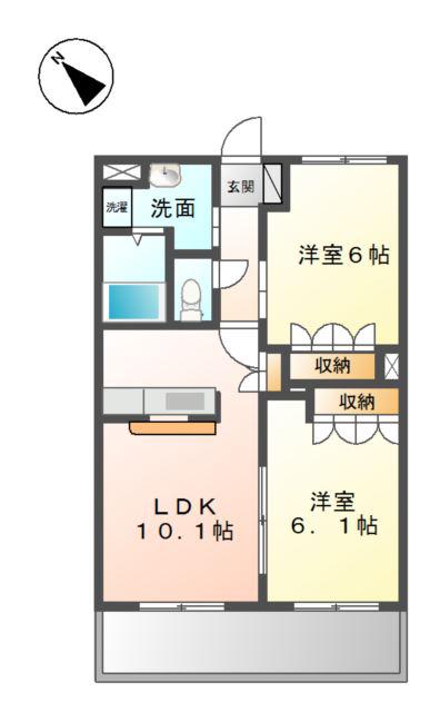 ポラリス(2LDK/2階)の間取り写真