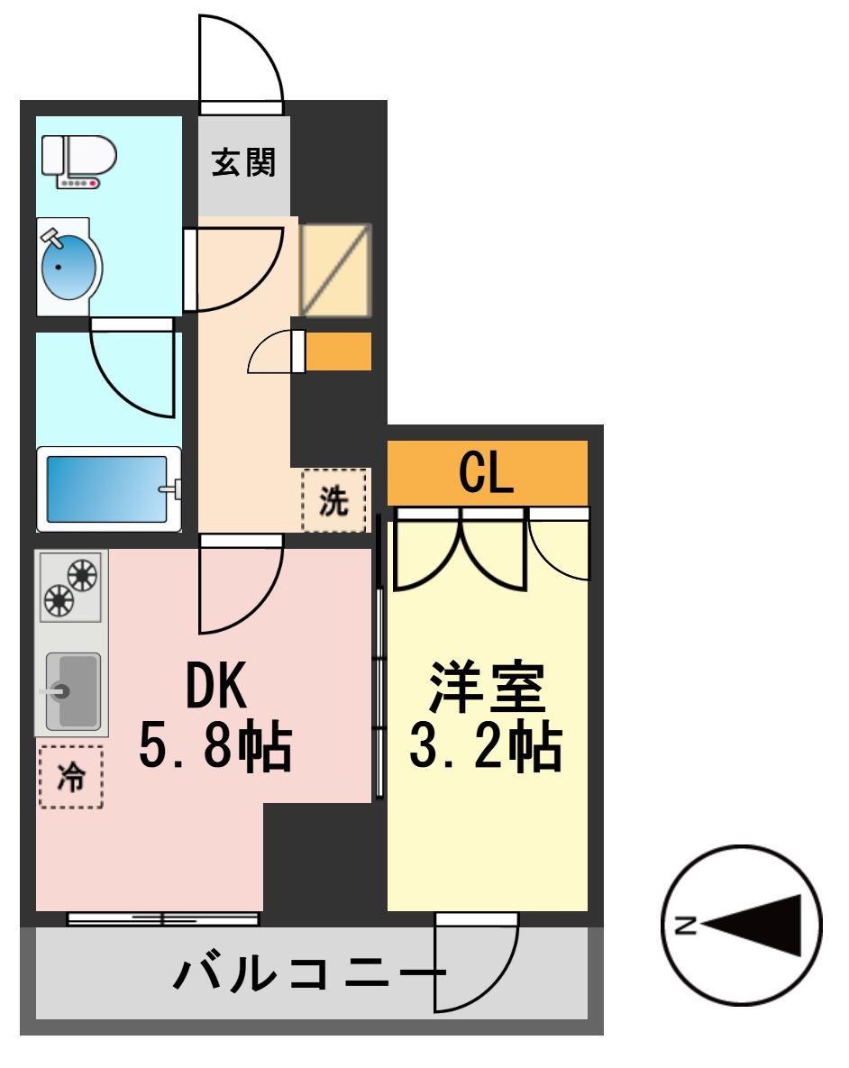 GRAN PASEO 小岩(1DK/5階)の間取り写真
