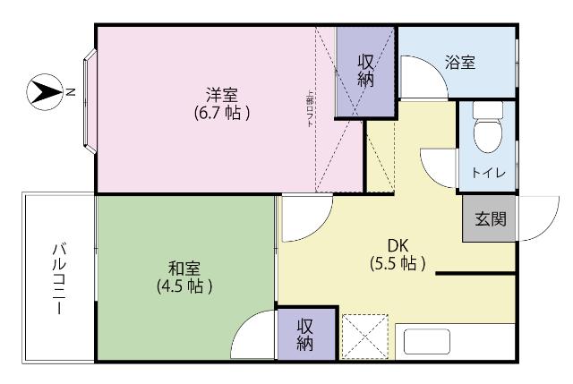 サンヒルズ富谷(2DK/1階)の間取り写真