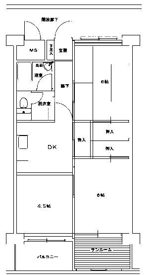 公社ビルB棟(3DK/3階)の間取り写真