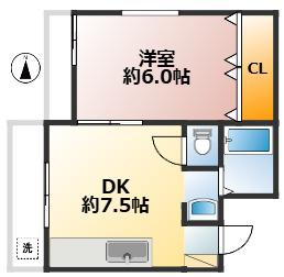 シャトー滝の茶屋(1DK/3階)の間取り写真