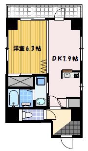 クオーレ賑町(1LDK/6階)の間取り写真