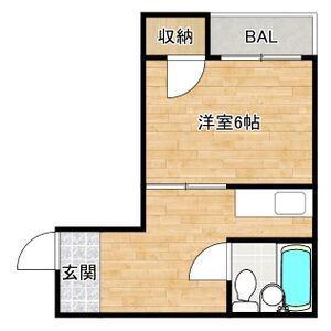 CABIN ABIKO ウエスト(1K/4階)の間取り写真
