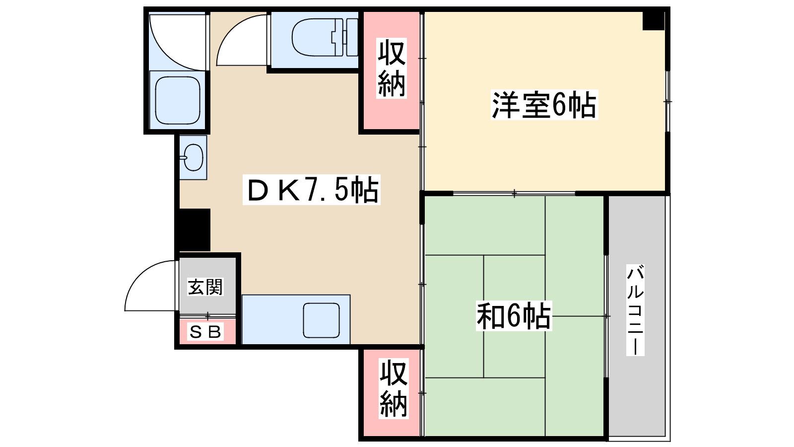 マキシム東三国(2DK/4階)の間取り写真
