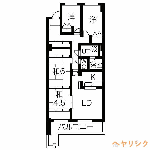 エスカーラ猪子石(4LDK/4階)の間取り写真