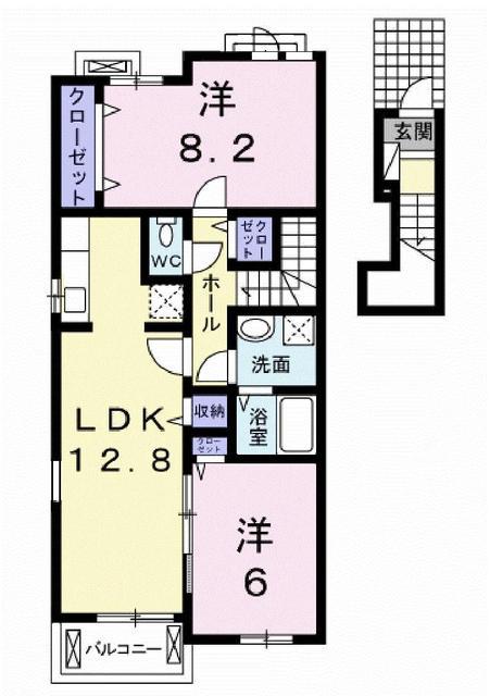 アフェット(2LDK/2階)の間取り写真