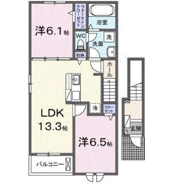 グランシャリオ1・2・3(2LDK/2階)の間取り写真