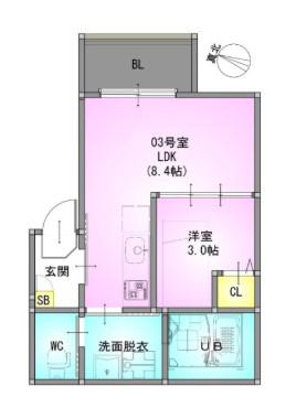 REGALEST七里(1LDK/3階)の間取り写真
