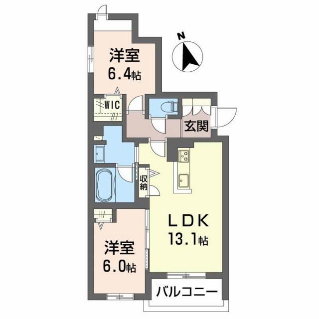 シャーメゾン フォレドール(2LDK/1階)の間取り写真