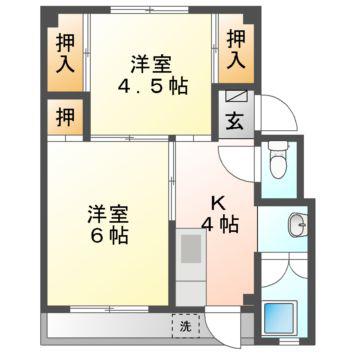 ビレッジハウス杉焼2(2K/4階)の間取り写真