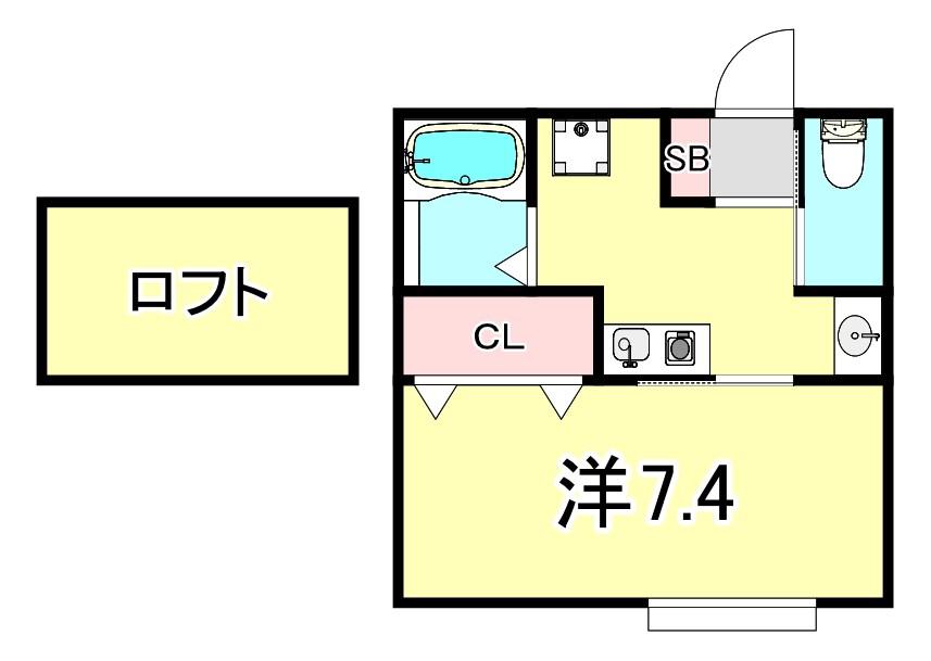シャルマンメゾン上沢(1K/2階)の間取り写真