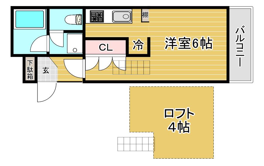 ベルグリーン熊内(1K/5階)の間取り写真