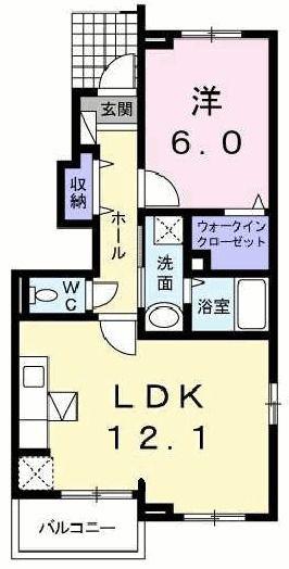 トレノ・イリーデI(1LDK/1階)の間取り写真
