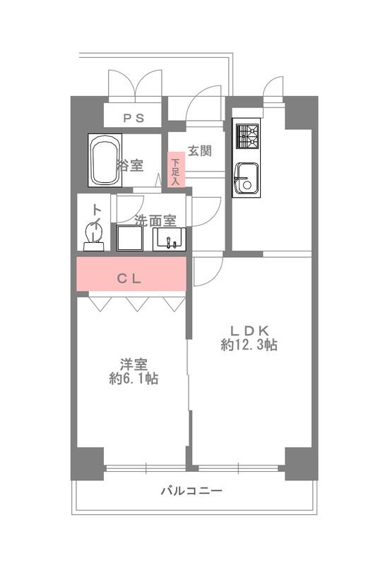 肥後橋シティハイツ(1LDK/4階)の間取り写真