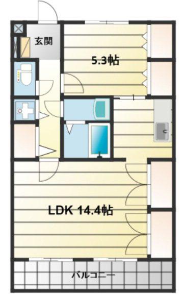 サンマリンI(1LDK/2階)の間取り写真