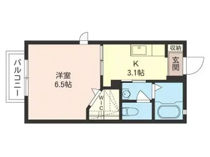 アスール(1K/1階)の間取り写真