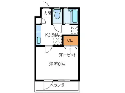 グローリアスコート(1K/1階)の間取り写真